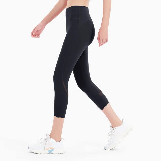 Brushed Yoga Pants Women's Nude Feeling Tight Hips High Waist Running Sports Stretch Fitness Pants Breathable Cropped Pants Black - Shop at LoveMi