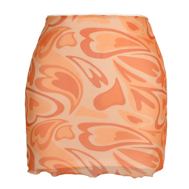 Design Sense Slim Slim A line Bag Hip Skirt Orange - Shop at LoveMi