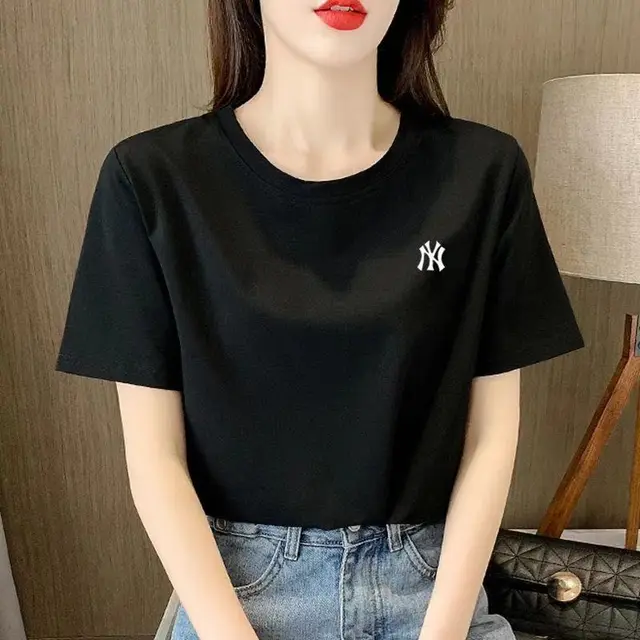 Women's Short sleeved T shirt Print Loose Western Style Black Ny - Shop at LoveMi