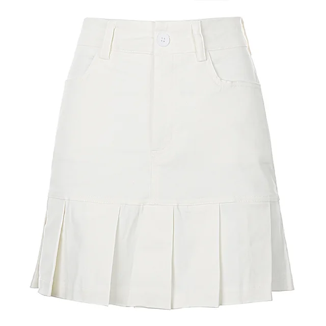 Women's New Sexy Tight Fitting Bag Hip Pocket Pleated Skirt White - Shop at LoveMi