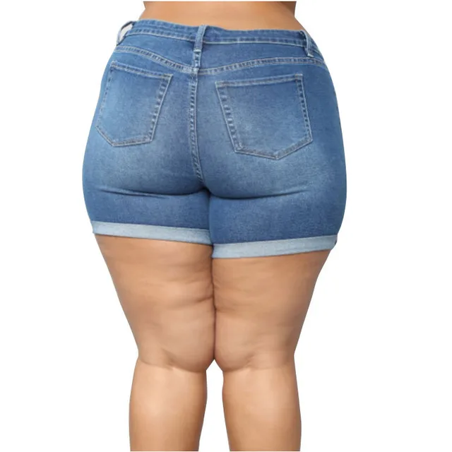 Women'S Plus Size Stretch Denim Shorts Blue - Shop at LoveMi