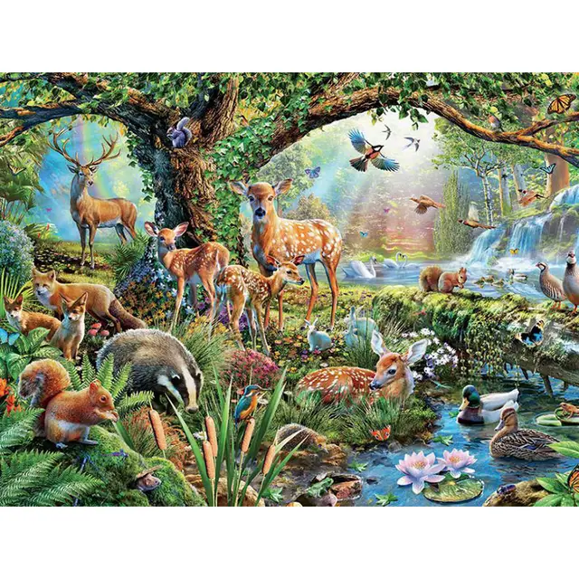 Animal Mosaic In The Forest 5d Diamond Painting, Square Rhinestone Embroidery, Cross Stitch, KBL Full Diamond Square 30X25Cm - Shop at LoveMi