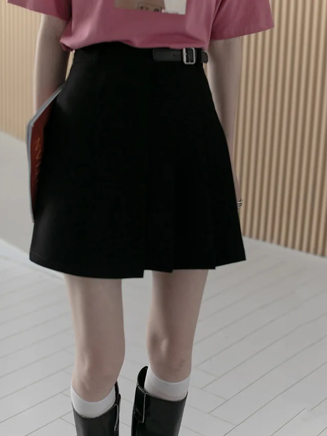 High Waist Pleated Skirt Half length Skirt Female Irregular Thin A line Skirt Bag Hip Skirt Black - Shop at LoveMi