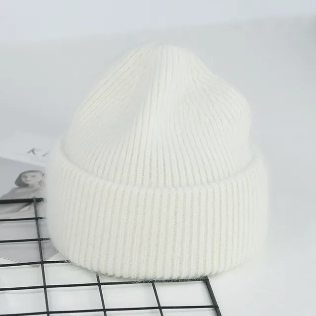 All match Simple Student Straight Cap Warm Knitted Pullover Cap White - Shop at LoveMi
