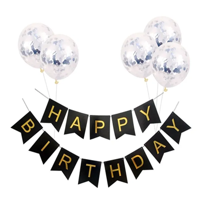 Happy Birthday Lettering Banner Rose Gold Multicolored Balloons H - Shop at LoveMi