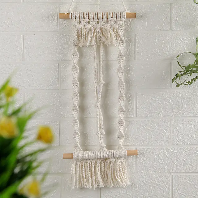 Woven Tapestry, Cotton Rope, Wall Hanging And Dried Flower Decoration White - Shop at LoveMi