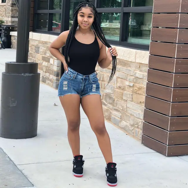 Women's Denim Shorts With Ripped Irregular Cat Whiskers Fringed Edge Blue - Shop at LoveMi