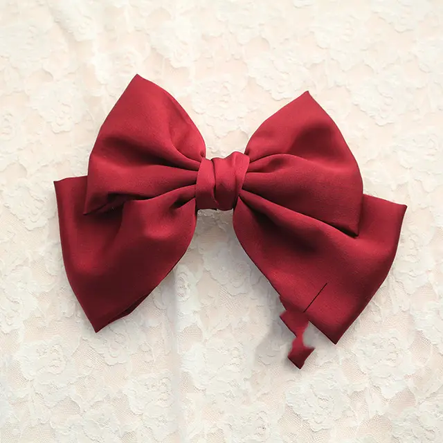 Burgundy Japanese Large Bow Hair Accessories Spring Top Clip Headdress 1Color - Shop at LoveMi
