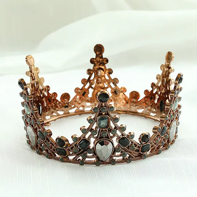 Vintage Red Copper Cake Ornament Decoration Crown Bridal Headdress Black Queen Crown Plastic Black Multidiamond - Shop at LoveMi