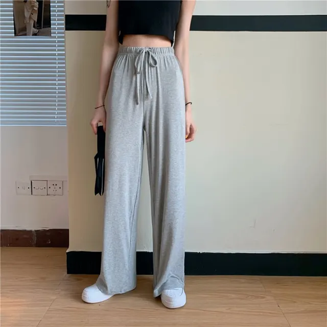 Drawstring Slim High Waist Mopping Pants Grey - Shop at LoveMi