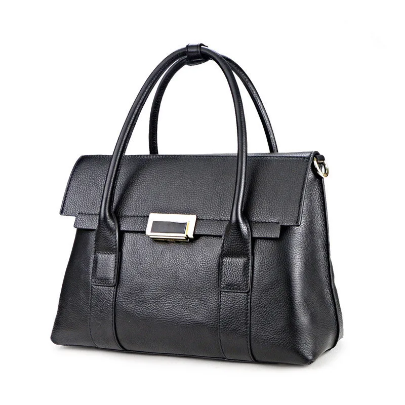 European And American New Leather Handbags, Big Bags, Ladies All match Handbags, First Layer Cowhide Single Shoulder Messenger Bag Black - Shop at LoveMi