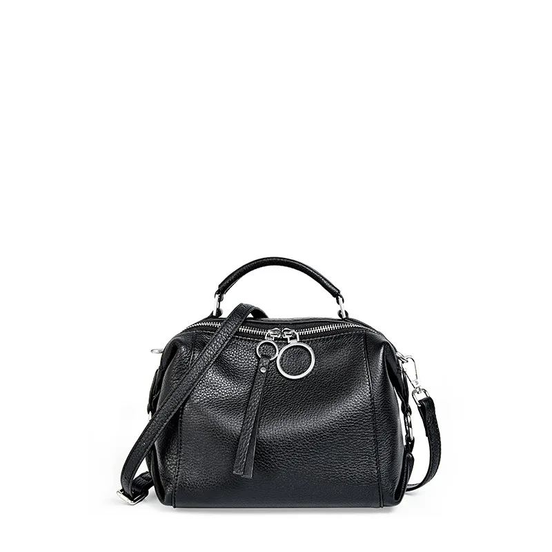 Spring And Summer New All match First Layer Cowhide Handbags Western Style One shoulder Handbag Small Bag Trend Black - Shop at LoveMi