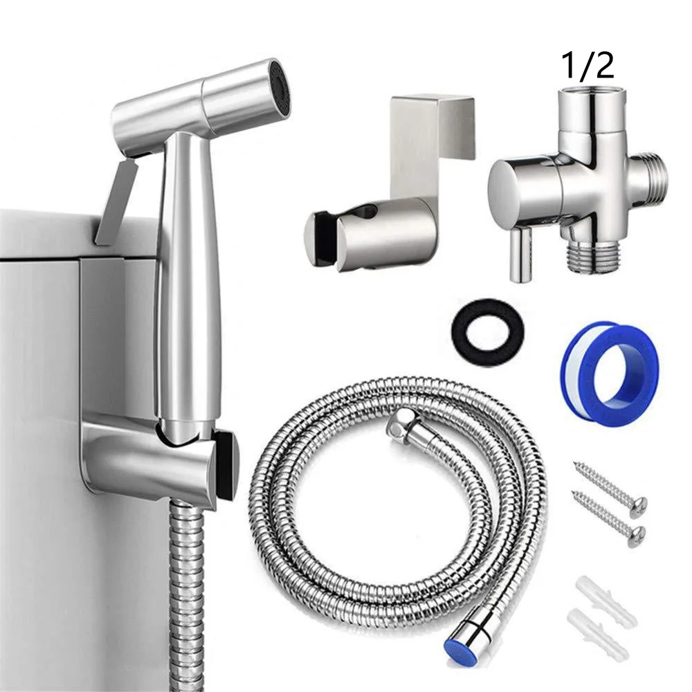 Toilet Companion Bidet Spray Gun Set High Pressure Booster Nozzle Toilet Spray Gun - Stainless Steel Suit A