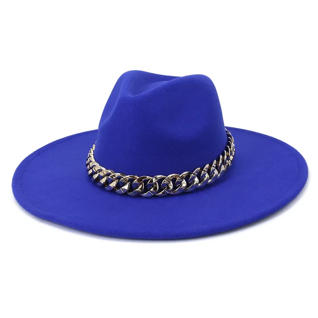 The United States New Autumn And Winter Big Brim Peach Heart Top Fashion Woolen Hat Royal Blue - Shop at LoveMi