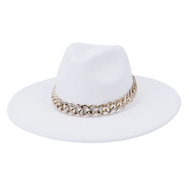 The United States New Autumn And Winter Big Brim Peach Heart Top Fashion Woolen Hat White - Shop at LoveMi