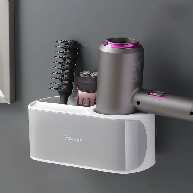 Toilet Bathroom Rack Free Perforation Wall Hanging Hair Dryer Rack Toilet Storage Box Hair Dryer Rack White - Shop at LoveMi