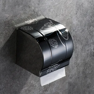 Stainless Steel Paper Towel Holder Box Waterproof Paper Towel Holder Toilet Toilet Paper Holder K803 Black Butterfly - Shop at LoveMi