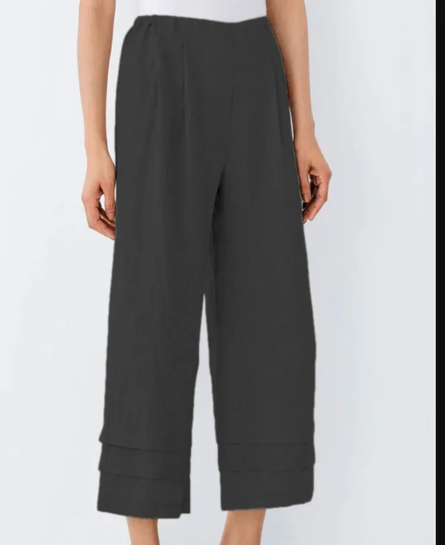 Summer Trousers Wide leg Casual Pants Beach Solid Color Straight Leg Pants Black - Shop at LoveMi