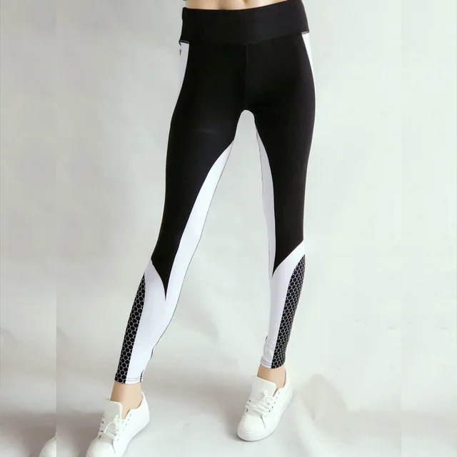 Contrasting Digital Print Leggings Black - Shop at LoveMi