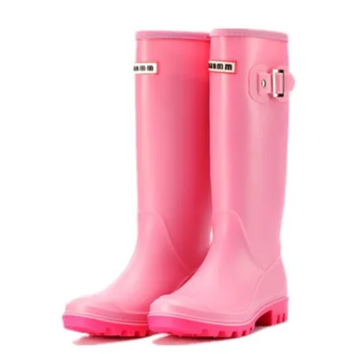 Fashion Rain Boots High Tube Waterproof Rubber Shoes Non slip Overshoes Red - Shop at LoveMi