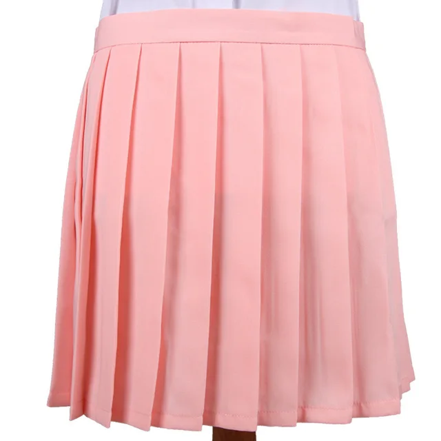 Japanese Pleated Skirt Macaron Solid Color Skirt Light Pink - Shop at LoveMi