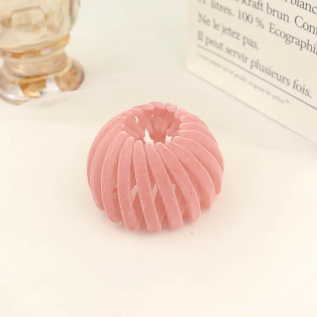 Women Hollow Hair Circle High Horsetail Artifact Fixed Coiler Hairpin Horsetail Headdress Fashion Hair Accessories Pink - Shop at LoveMi