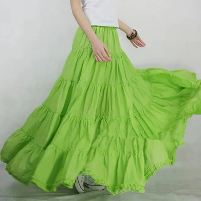 Half Length Skirt Female Summer A Line Skirt High Waist Skirt Green - Shop at LoveMi