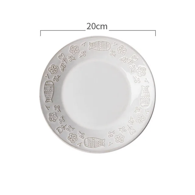 Retro White Glaze Cartoon Embossed Cat Ceramic Bowl - Shop at LoveMi