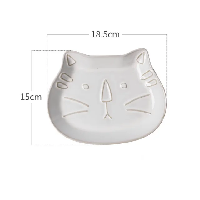 Retro White Glaze Cartoon Embossed Cat Ceramic Bowl - Shop at LoveMi