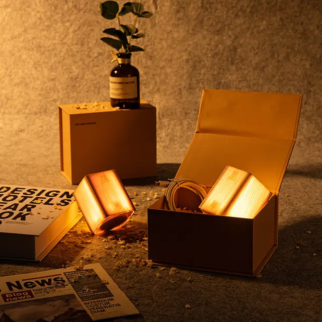 North American Wood Art Atmosphere Lamp Bedroom Bedside Touch Sensor Led Night Light Creative Gift Lamp Charging Gift Box - Shop at LoveMi