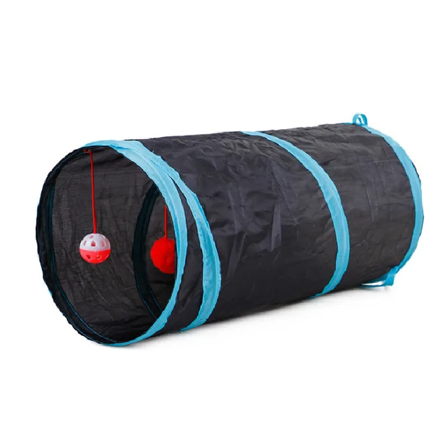 Pet Puzzle Cat Toy Collapsible Cat Tunnel Ringing Paper Cat Passage Black - Shop at LoveMi