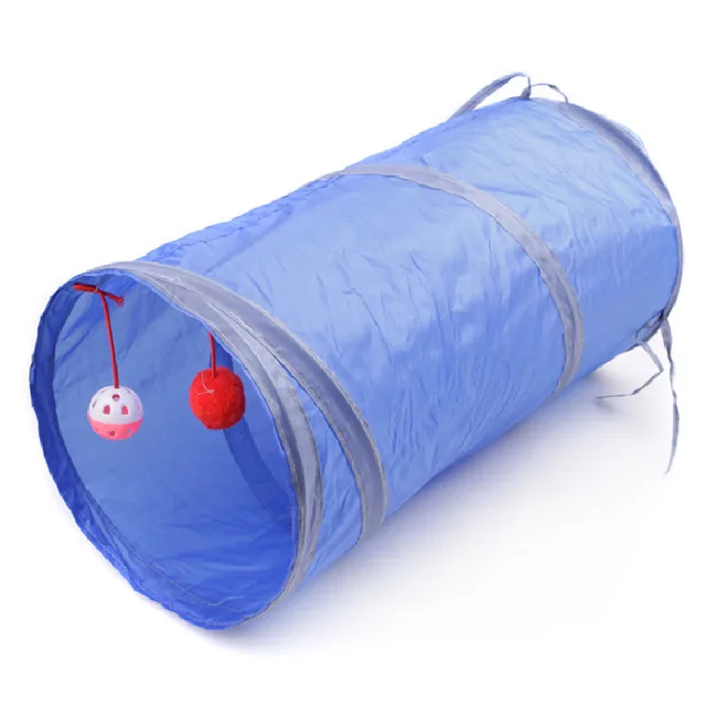 Pet Puzzle Cat Toy Collapsible Cat Tunnel Ringing Paper Cat Passage Blue - Shop at LoveMi
