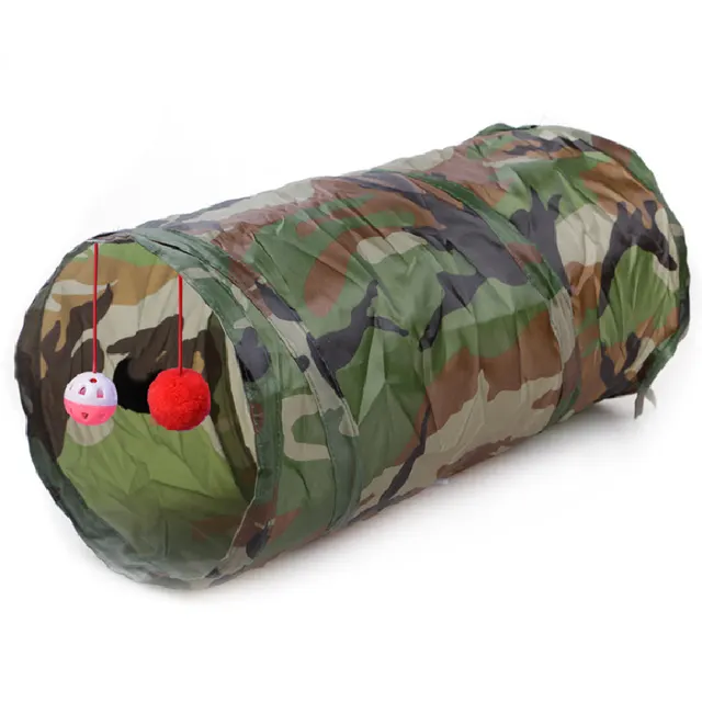 Pet Puzzle Cat Toy Collapsible Cat Tunnel Ringing Paper Cat Passage Camouflage - Shop at LoveMi