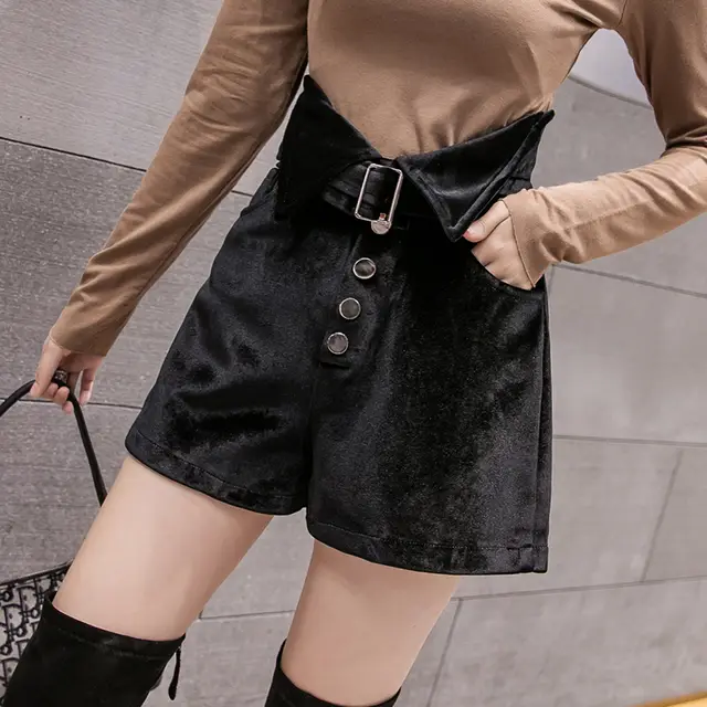 The New Autumn And Winter Fashion Net Celebrity Was Thin And Super High Waist A line Wide leg Pants Black - Shop at LoveMi