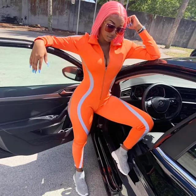Reflective Paneled Bodysuit Orange - Shop at LoveMi