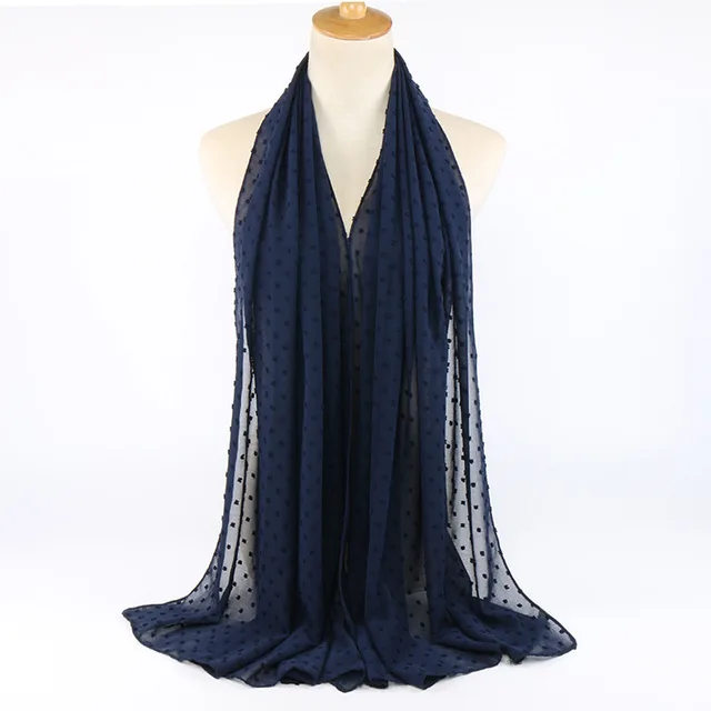 Chiffon folk style ball scarf Navy Blue - Shop at LoveMi