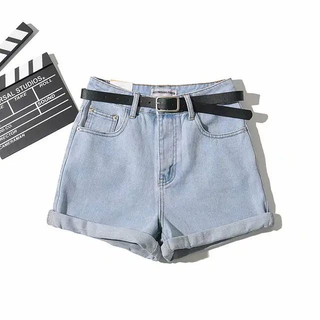 Summer New Denim Shorts Sexy Bag Hip Curled Denim Hot Pants Light Blue - Shop at LoveMi