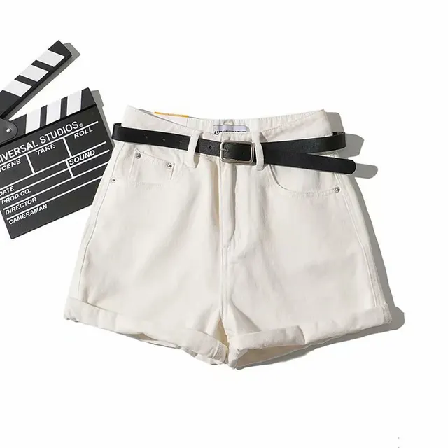 Rolled Cuff Mini Denim Shorts White - Shop at LoveMi