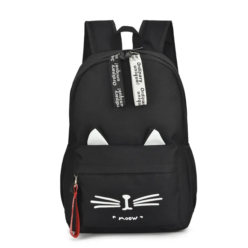 Spring New Cartoon Backpack Rucksack Female Cute Cat Ears Student School Bag Black - Shop at LoveMi
