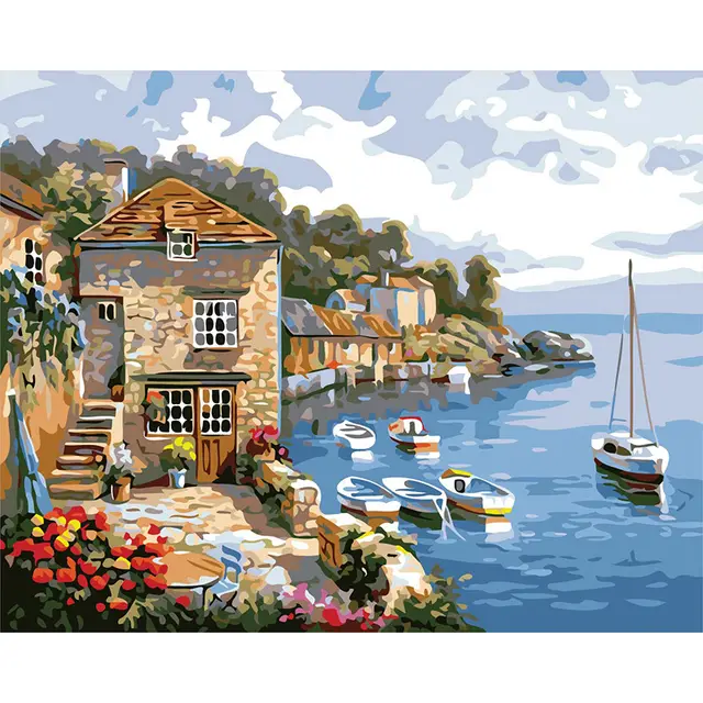 Cross border DIY Digital Oil Painting, Foreign Trade, Custom Hand painted, Digital Painting, Lakeside Beauty Painting H - Shop at LoveMi