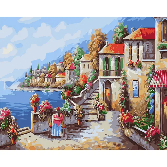 Cross border DIY Digital Oil Painting, Foreign Trade, Custom Hand painted, Digital Painting, Lakeside Beauty Painting I - Shop at LoveMi