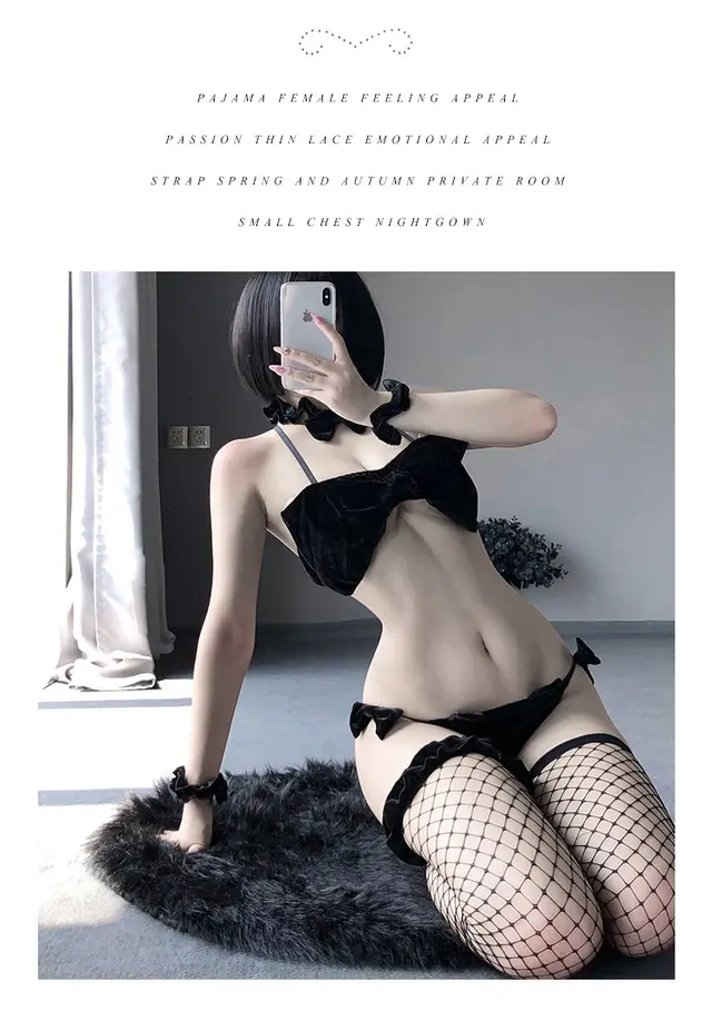 Night As Dream Sexy Lingerie Uniform Temptation Gold Velvet Bow Tube Top Sexy Playful Bunny Girl Suit Female Black Black Fishnet Stocking - Shop at LoveMi