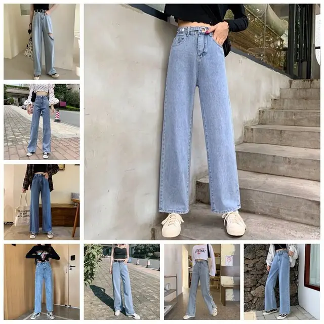 Summer New Style Korean Women'S High Waisted Thin Wide Leg Jeans Random - Shop at LoveMi