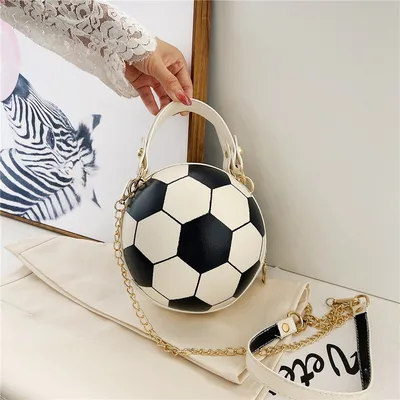 Shoulder Bag Basketball Football Chain Crossbody Bag Round Ball Bag White - Shop at LoveMi