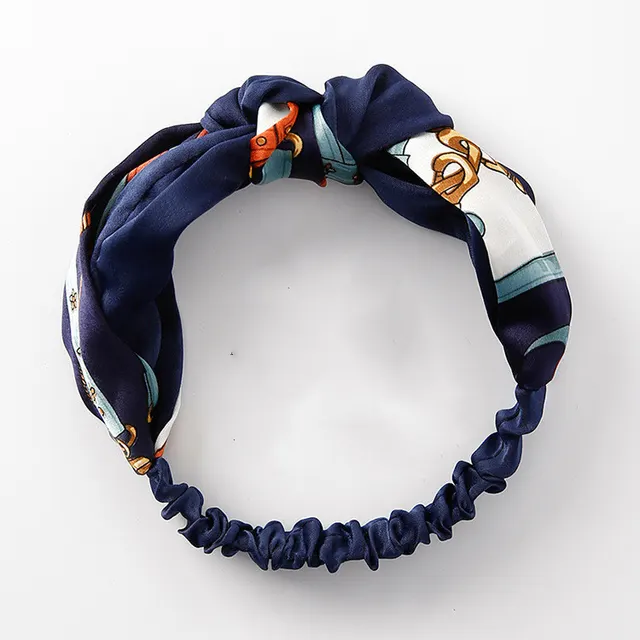 Retro Style Two color Stitching Cross Knotted Headband Navy Blue - Shop at LoveMi