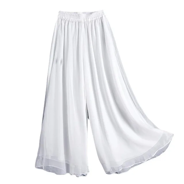 Spring, Autumn And Summer White Chiffon Wide Leg Pants White - Shop at LoveMi
