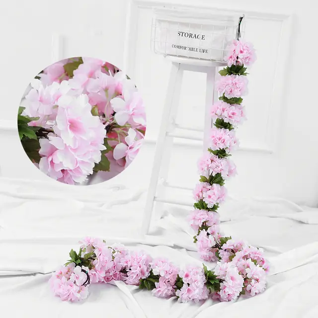 Artificial Cherry Rattan Artificial Silk Flower Artificial Flower Light Pink - Shop at LoveMi