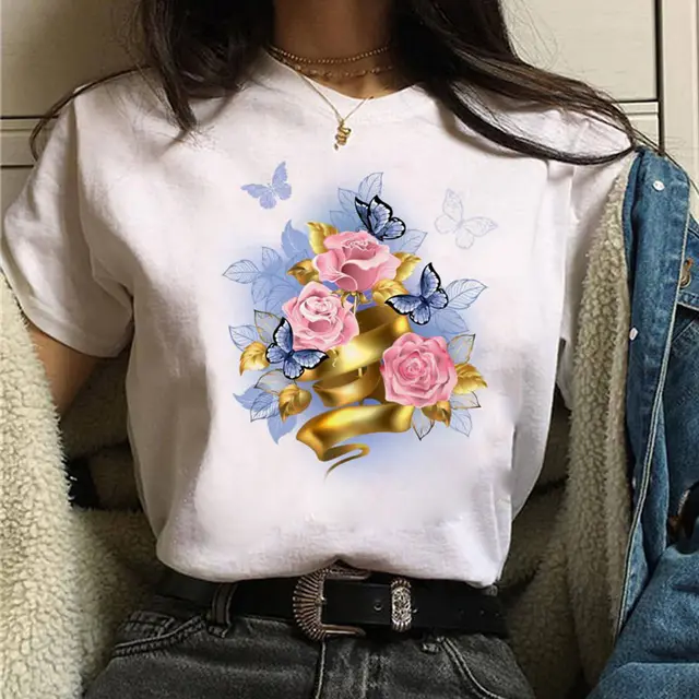 Women's T shirt With Butterfly Flower Ice Cream Print 7Style - Shop at LoveMi