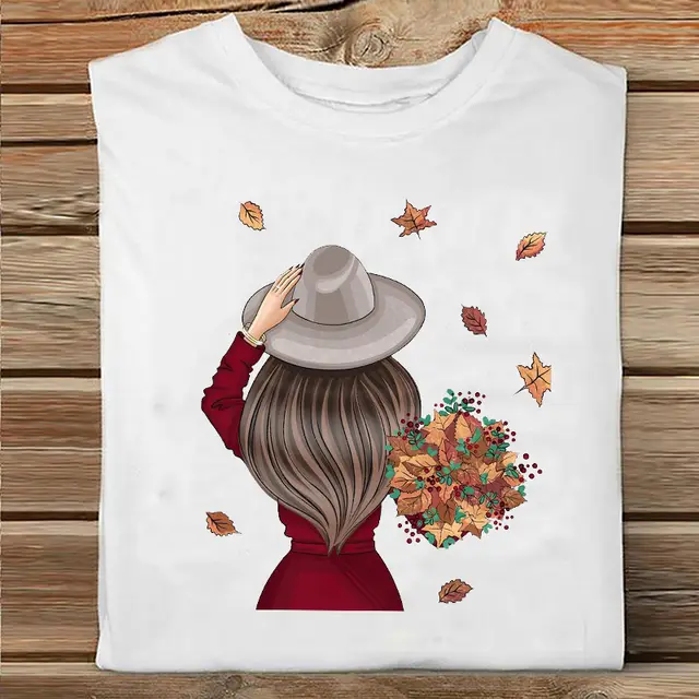 Ladies Summer Fashion Casual Cute Cartoon Print Short Sleeve 5.Style - Shop at LoveMi
