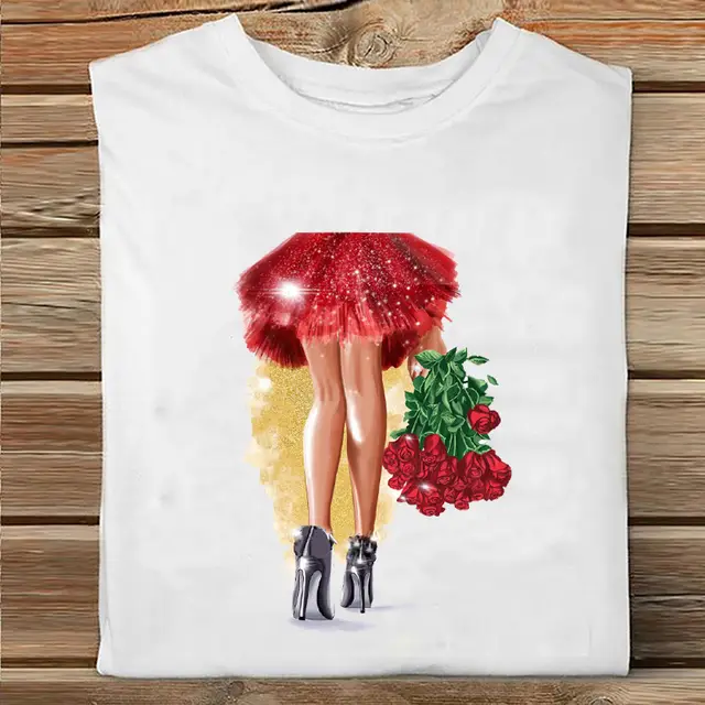 Ladies Summer Fashion Casual Cute Cartoon Print Short Sleeve 6.Style - Shop at LoveMi